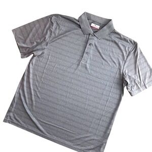 Grand Slam Performance Mens XL Gray Striped Short Sleeve Golf Polo Shirt XL Gray
